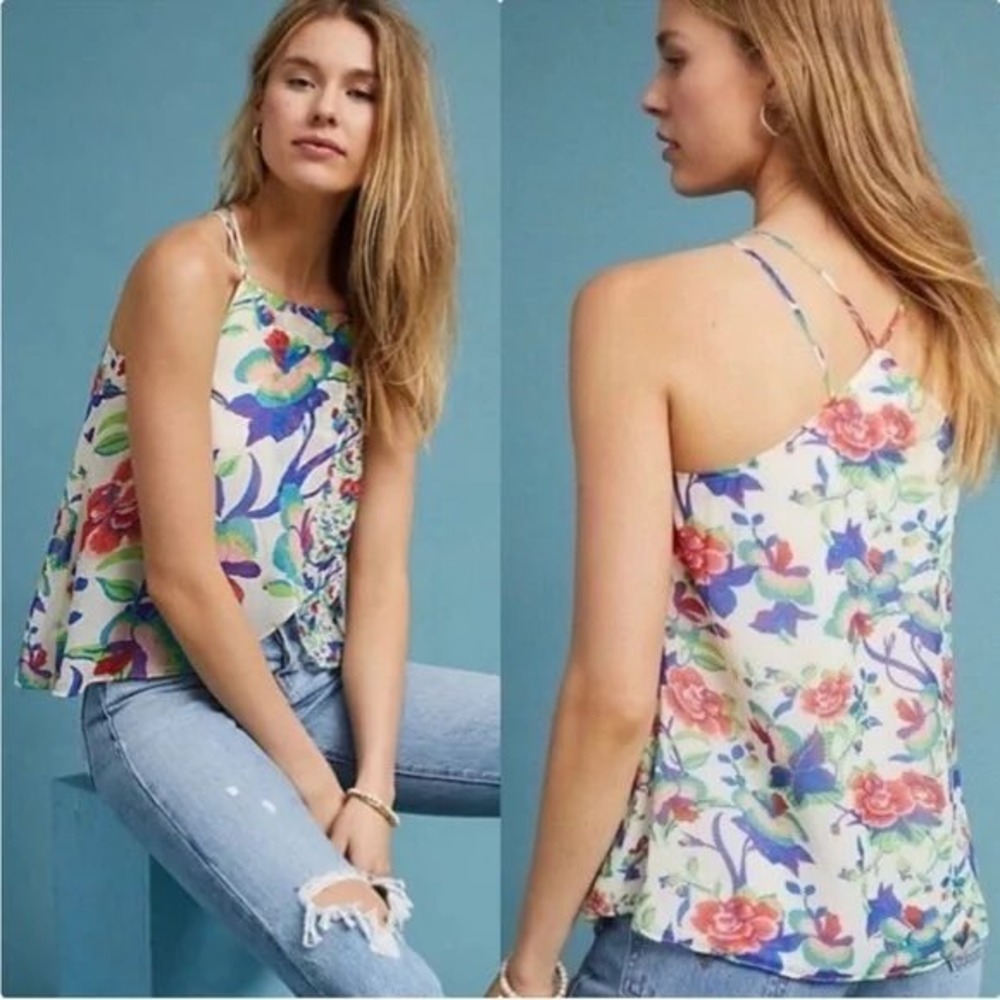 Anthropologie Maeve St. Lucia Strappy Blouse Womens S Floral‎ Boho Resortwear